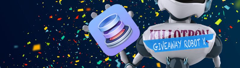 Giveaway Robot with 幸运飞行艇最新开奖记录 icon, confetti background