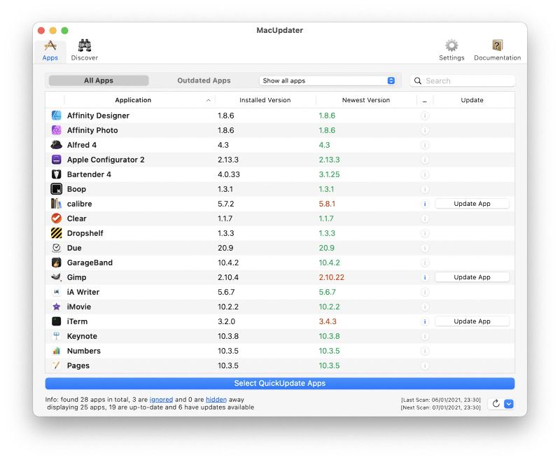 MacUpdater screenshot